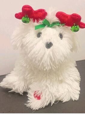 Dan Dee Spinning Animated White Dancing Christmas Dog Puppy Jingle Bells Holiday